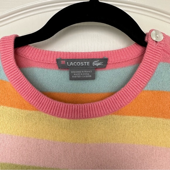 Lacoste vintage pastel striped cashmere sweater Sz 36 - Picture 3 of 7